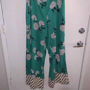 Forever 21 Green and Yellow Flower palazzo pants!